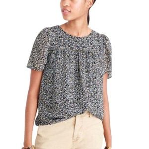 J. Crew Floral Metallic Chiffon Top SZ. 2